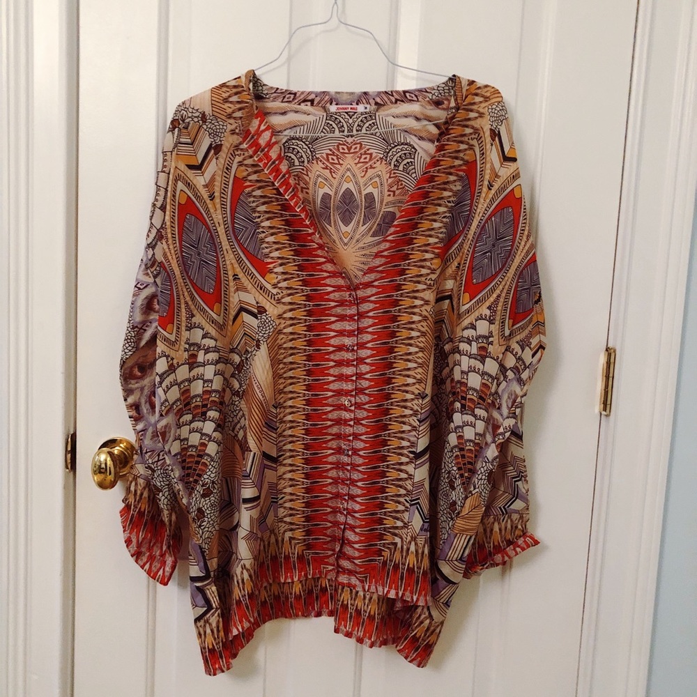 Johnny Was Silk Boxy Blouse
